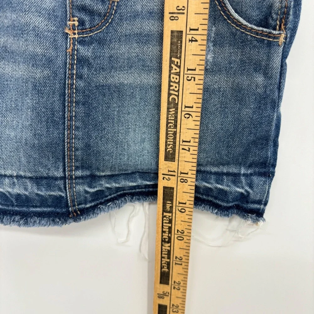 OshKosh B'gosh Denim Overall Dress Kids 3T Blue Distressed Hickory Stripe Jumper